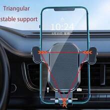 1pc Car Phone Mount Holder Gravity Air Vent Clip Stable Secure Dashboard Windshield Smartphone Stand Universal Compatible Vehicle Navigation Hands- Driving Accessory For Travel Road Trip - Multicolor - View 2