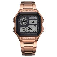 Men's Luxury Retro Alloy Watch LED Digital Sports Watch Waterproof Military Tactical Luminous Watch Backlight Wrist Watch - 金色 - 查看 1