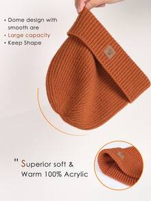 1pc Women Beanie Cuffed Thick Knitted Beanie Hat, Unisex Winter Hat Beanies Skull Cap, Outdoor Accessory