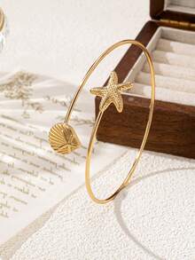 1 Pc Starfish Shell Wrap Design Upper Arm Cuff Arm Bangle Women Sea Beach Style Arm Band