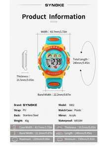 Children's Waterproof Sports Watches Waterproof Multifunction LED Electronic Digital Watches Kids Boys Girls Students Wrist Watch Birthday Best Gift - 藍色 - 查看 6