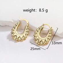 2PCS/4PCS Different Size Vintage Non Tarnish Women Earrings Gold Color Waterproof Hypoallergenic Spikes Beads Fashion Hoop Earring,Elegant And Fashionable Gold Earrings,Size L Is Suitable For Fashion Parties, Banquets, Large-Scale Events And Music Festivals. Size S Can Be Worn Every Day - Gold - View 5