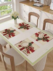 1 pieza Camino de mesa con lazo navideño, Camino de mesa decorativo navideño, Camino de mesa tipo lino navideño, Camino de mesa, Camino de mesa, 1 pieza Camino de mesa, 4 piezas Individuales, 1 pieza Funda de cojín (sin relleno), 3 productos disponibles, Decoración del hogar de temporada para interiores/exteriores, Decoración del hogar de invierno, Decoración navideña, Decoración de habitación navideña, Decoración de fiesta navideña - Multicolor - Ver 13