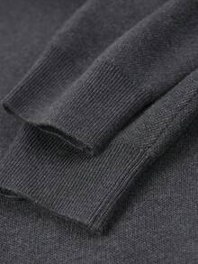 Men's Autumn/Winter Round Neck Striped Sweater, Stand Collar Business Casual Knit Pullover, Comfortable For Party, Home Wear, Long Sleeve Top - Grey - View 10