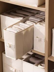 1pc Beige Foldable Crevice Storage Box, Christmas Decoration Storage, Made Of Fabric, Designed To Save Space For Narrow Items, Suitable For Storing Clothes In Wardrobes, Drawers, And Crevice Storage,