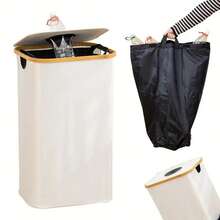 سلة غسيل سعة 100 لتر مع كيس داخلي، سهلة الإزالة، مناسبة لغرف النوم وغرف الغسيل والمعيشة والسكن الطلابي والفندق، بتصميم عادي | سلة بمبو متينة ، سلة غسيل، سلة تخزين