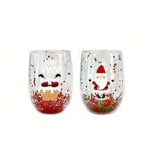 4pcs Christmas Santa Cartoon Double Wall Insulated Glass Set, Reusable Christmas Gift For Family And Friends, Machine Washable, Multi-Purpose Glassware With Holiday Patterns - Multicolor - View 6
