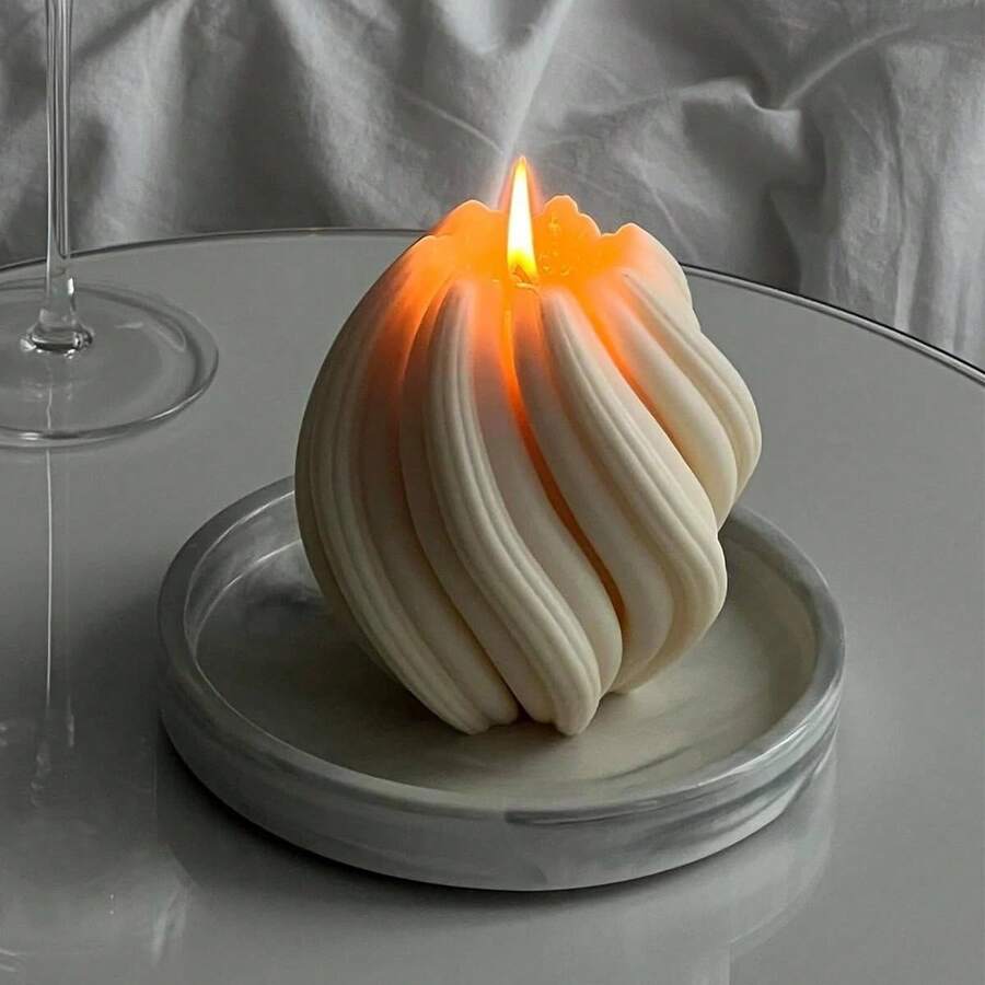 Vela de columna giratoria de geometría - Vela grande y hermosa hecha a mano de cera de soja con giro, estética elegante de burbujas, regalo para el hogar, decoración de estantería de la habitación, concepto de vela en espiral