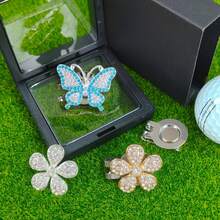 Marcador de bola de golf con clip magnético y diseño de mariposa de diamante - Accesorio de golf fácil de usar para marcar bolas en el green, regalo perfecto para golfistas