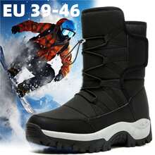 Winter Men's Long Plush Snow Boots, Outdoor Anti Slip And Waterproof Snow Tactical Boots, And Warm Hiking Cotton Boots. - màu đen - Xem 1