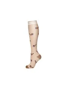 1 Pair Women's Compression Socks, Cute Nurse Compression Knee High Socks
