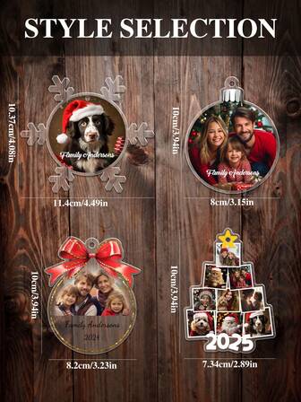 1 st anpassat akrylhänge, personligt juldekorationshänge, juldekoration för familjefest, anpassad dekoration med husdjursbild, personlig dekoration med husdjursbild, julklapp, julklapp för par, valpdekoration, julklappstillbehör