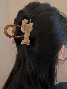 2/1pc Acrylic Double-Sided Design Dog-Shaped Clasp For Girls - Cute And Versatile Hair Accessory Winter Claw Clips Elegant Hair Clips Fashion Hair Clutch