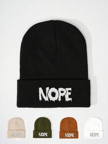 1pc Embroidered Moon Pattern Knit Beanie, Outdoor Cold-Proof Casual Versatile Winter Warm Hat Suitable For Daily Commute Accessories For Winter Mens Winter Clothing