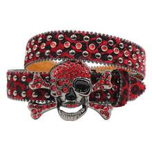 Halloween Bohemian Leopard Pattern Punk Style Rhinestone Studded Skull Design Glitter Waist Belt, Goth Y2k Streetwear Accessory For Pants
