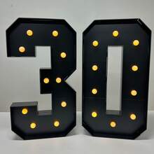 Señal luminosa de números del 0 al 9 de 3 pies de altura, números de mosaico negro con luces para decoraciones de cumpleaños, kit de números de cartón precutado de 3 pies de espuma DIY para decoración de graduación, aniversario y boda