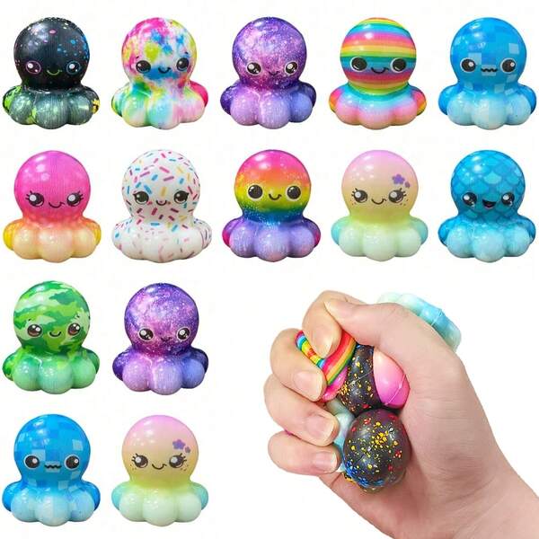 1/3/6/12/20/36pcs Mini Soft Rubber Animal Toys – Stress Relief Soft Rubber Toy Set – Cute And Fun Desktop Pet Accessories Small Octopus Slow Rebound Stress Relief Toy For Children (Randomly Packed)