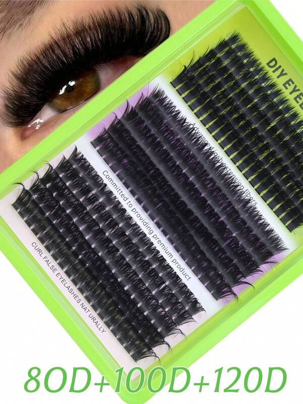 295PCS Fluffy Lash Clusters 80D+100D+120D Eyelash Clusters 10-18mm D Curl Individual Lashes Cluster Eyelash Extensions Thick Eyelashes DIY Lash Extensions
