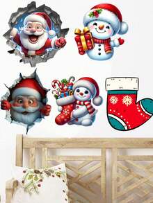 Naklejki ścienne DIY Przebij się przez ścianę Naklejki winylowe Naklejki ścienne Święty Mikołaj Zdejmowana dekoracja domu na imprezę Materiały dekoracyjne, Naklejki, Naklejka ścienna, Naklejka winylowa do dekoracji domu, Wiosenne elementy dekoracyjne Odśwież swój dom, Naklejki dekoracyjne Rama