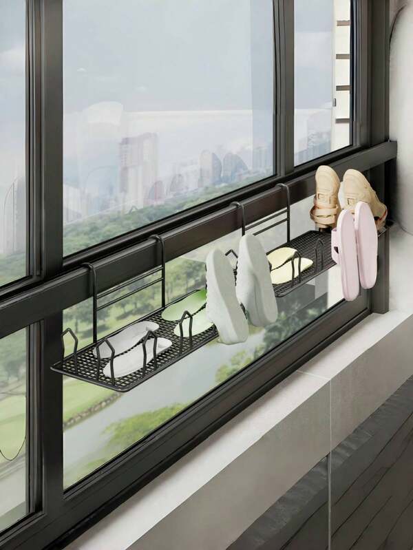 Balcony Shoe Rack, Window Anti-Theft Grill Drying Rack, Window Sill Protection Railing Hook, Outdoor Shoe Drying Rack