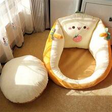 1pc Cartoon Design Floor Cushion - Soft Round Fabric, Perfect For Relaxing And Reading, All-Season Comfort Suitable For Bedroom, Balcony Or Bay Window Seat | Fun Design Durable Polyester Plush Floor Cushions With Cute Cartoons - Thickened Soft Circular Weave Chair Mat Ideal For Leisurely Reading Or Recliner, Year-Round Comfort