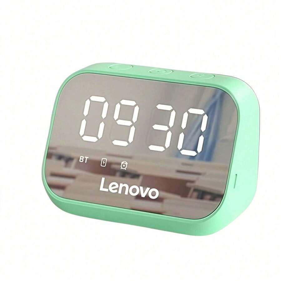 Lenovo Altavoz despertador inteligente TS13 con tecnología de cancelación de ruido de micrófono dual, clasificación IPX resistente al agua y a las salpicaduras, sonido envolvente de 360° y un color verde para viajes y campamentos.