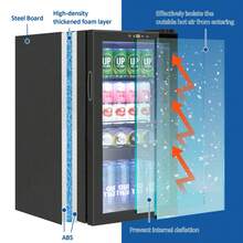 Artbros Compact Beverage Refrigerator, 3.2 Cu.Ft Mini Fridge With Glass Door, Adjustable Digital Temperature Control For Soda, Beer, Wine For Home, Office Or Bar - 查看 3