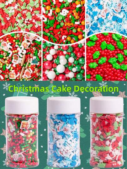 Chispas de azúcar navideñas para decorar pasteles, cupcakes, helados, chocolates y galletas. Decoración de fiestas navideñas