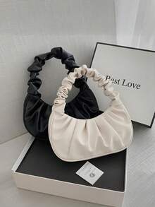 Mini Fashion Solid Color Pleated Handbag, Multifunctional Women's Cloud Bag/Crescent Shoulder Bag/Underarm Bag, Fashion Women's Handbag - Multicolor - View 4
