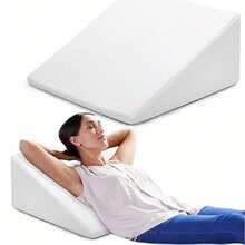 BLOOM STORE - Almohada Cuña para Cama 40x30x50 cm, Cojín de Elevación para Lectura, Reflujo Ácido, Piernas y Espalda, con Funda Extraíble, Apoyo Cómodo para Dormitorio y Sofá - Blanco - Ver 1