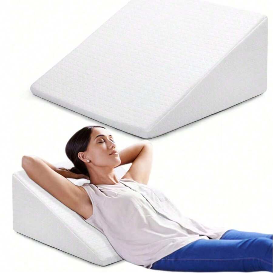 BLOOM STORE - Almohada Cuña para Cama 40x30x50 cm, Cojín de Elevación para Lectura, Reflujo Ácido, Piernas y Espalda, con Funda Extraíble, Apoyo Cómodo para Dormitorio y Sofá - Blanco - Ver 1
