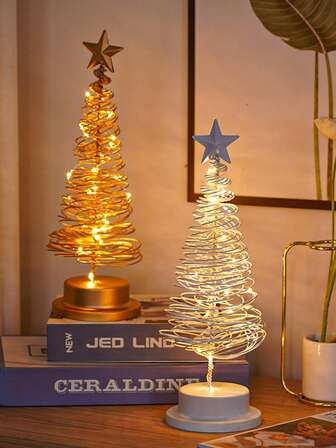 1pc Christmas Tree LED Light Decor, Festive Atmosphere Star Lamp, Room Bedroom Decorative Lamp, Small Table Lamp, Christmas Bedroom Decor