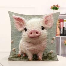 2pcs Cute Pig Plush Pillow Covers, Made Of Soft Plush Fabric, Home Decor For Sofa, Bedroom, Living Room, Patio