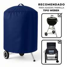Funda Premium para Asador Redondo 76x71 cm – Impermeable, Resistente al Sol, Lluvia y Viento, Protección Exterior con Diseño Elegante, Alta Durabilidad - Azul Marino - Ver 7
