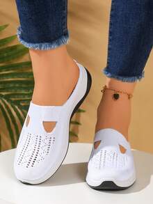 2025春秋新款北京布鞋，厚底镂空凉鞋，软底舒适步行鞋，百搭时尚，舒适不伤脚 - 白色 - 查看 5