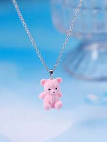 Uroczy naszyjnik z wisiorkiem w kształcie misia z kreskówki, kreatywna biżuteria dla studentów, naszyjnik w stylu hip-hopowym.