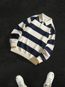 Men's Autumn Clothing: Men's Striped Polo Shirt With Collar, Striped Long Sleeve Shirt, Retro Style Men's Shirt, Men's Versatile Loose T-Shirt, Knit Polo Shirt, Shirt