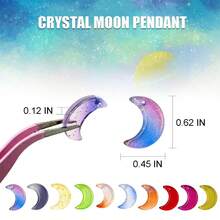 100pcs Moon Crescent Crystal Glass Tiny Hanging Beads For Jewelry Making And DIY Craft Accessories - Nhiều màu - Xem 8