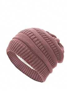 1 Stück Damen Lässig einfarbige gestrickte thermisch gefütterte 5-zackige Sternmütze für Winter und Herbst