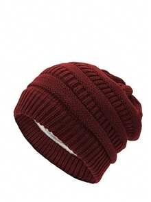 1 Stück Damen Lässig einfarbige gestrickte thermisch gefütterte 5-zackige Sternmütze für Winter und Herbst