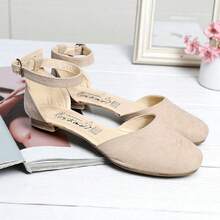 Balerinas Lisas Tira Tobillera Dos Colores Para Dama Estilo GSCH170  Casual  Elegante  De moda  Glamour  Negocio    Hebilla - Café Gamuza - Ver 3