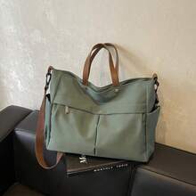 "Elegant Olive Green Tote Bag With Adjustable Strap & Multiple Pockets - Versatile For Work, Travel, & Daily Use"