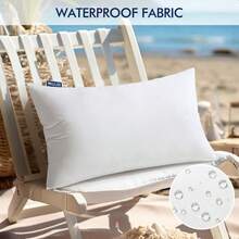 12x20 Inch Outdoor Pillow Insert Waterproof Decorative Throw Pillow Insert Rectangle Lumbar Garden Pillow Form For Patio Sofa Couch - 白色 - 查看 6