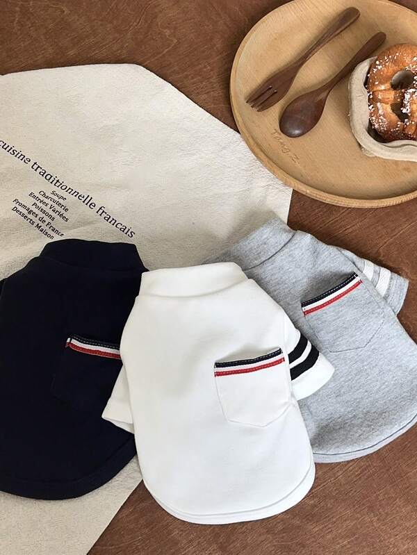 Pet Dog Cat Striped Hoodie Sweatshirt, Warm Pocket Design For Teddy, Poodle, Bichon Frise And Other Small/Medium Dogs, Autumn/Winter