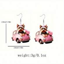 1pair 2D Flat Acrylic Charming Plush Puppy Dangle Earrings Women's Fashion Jewelry For Friends On Valentine's Day Or New Year,Mom,Mother,Mother's Day,Gift
