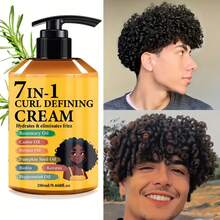 7-In-1 Upgraded New Product 280ml Curling Cream, Added Hair Care Ingredients: Rosemary Oil + Castor Oil + Batana Oil + Pumpkin Seed Oil + Biotin + Keratin + Sea Buckthorn Oil, Deep Moisturizing, Long-Lasting Natural Fullness And Shine, Suitable For Wavy Hair, Protect Perm, The Best Choice For Men