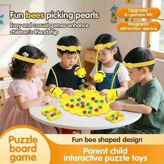 Juego interactivo de pesca de abejas, incluye tablero de juego de panal, abejas giratorias para 2 o 4 jugadores y fichas de tarro de miel - Juego de mesa para reuniones familiares y adultos, con colores vibrantes, patrones de abejas vívidos, educativo y divertido, ejercita el movimiento estratégico y las habilidades motoras finas, juego para fiesta de cumpleaños, juego de estrategia de mesa