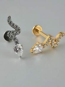 1PC G23 Solid Titanium Cz Flower Cartilage Earrings Stud 16G Internal Threaded Marquise Zirconia Helix Ear Tragus Piercing Body Jewelry