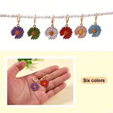 6 piezas Marcadores de puntada trenzados de margarita de aleación - Marcadores de puntada con cierre de esmalte floral vibrante, accesorios de proyecto trenzados duraderos (6 colores), marcadores de garabatos coloridos - Multicolor - Ver 8