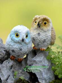 1 pieza Nuevo accesorio de decoración de figura de búho animal lindo para micro paisaje, ornamento pequeño de escritorio, adecuado para Halloween, Día de San Valentín y Navidad, decoración de micro paisaje, material ABS búho